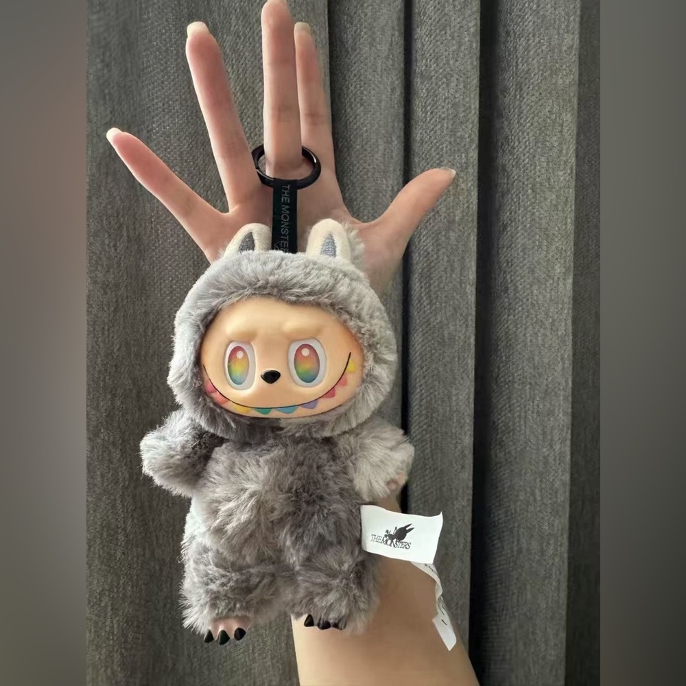 POP MART Labubu Furry Monster Plush Toy- Gray The Self